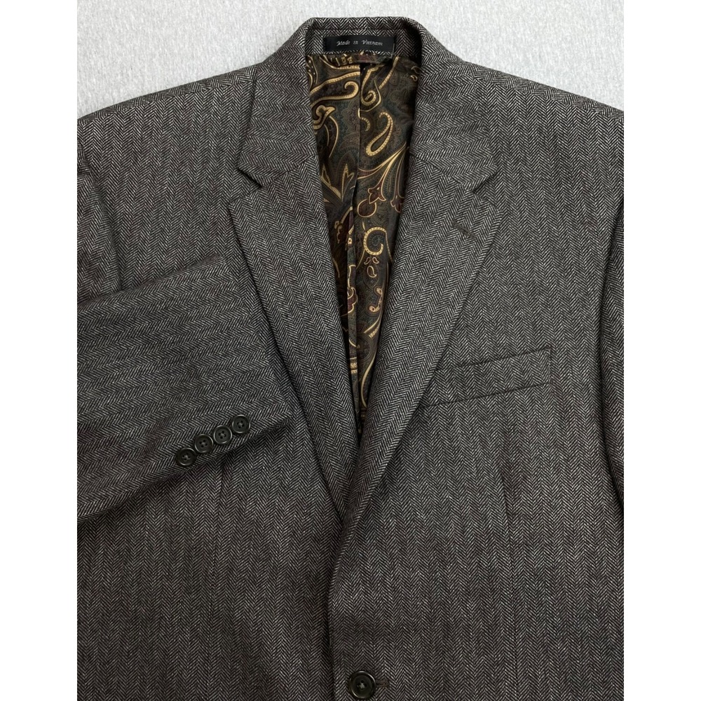 Lauren Ralph Lauren Blazer Mens 40L Herringbone Wool Cashmere Single Breast